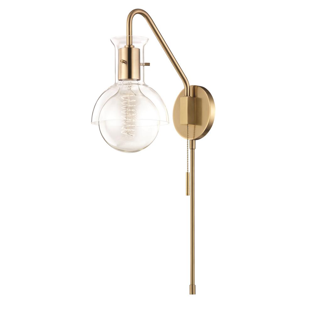Mitzi by Hudson Valley Lighting Riley 1-Light Aged Brass Wall Sconce with Clear... by Mitzi by Hudson Valley Lighting