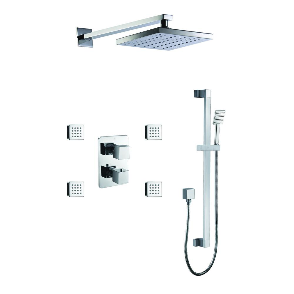 Alfi Brand 1 Spray Dual Showerhead And Handheld With Body Alfi Brand 1 Spray Dual Showerhead And Handheld With Body Sprays In Polished Chrome