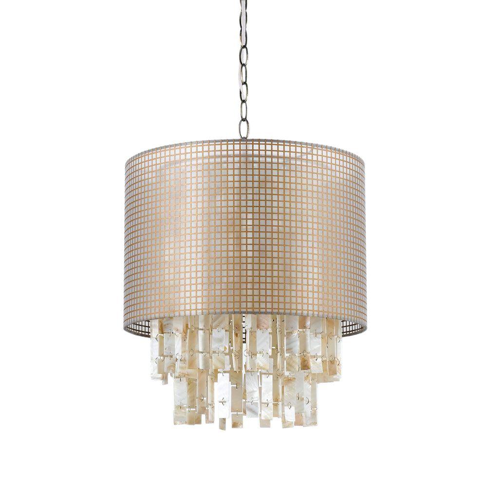 Af Lighting Lola 1 Light White Shell Pendant With Natural Color Af Lighting Lola 1 Light White Shell Pendant With Natural Color Gauze Shade