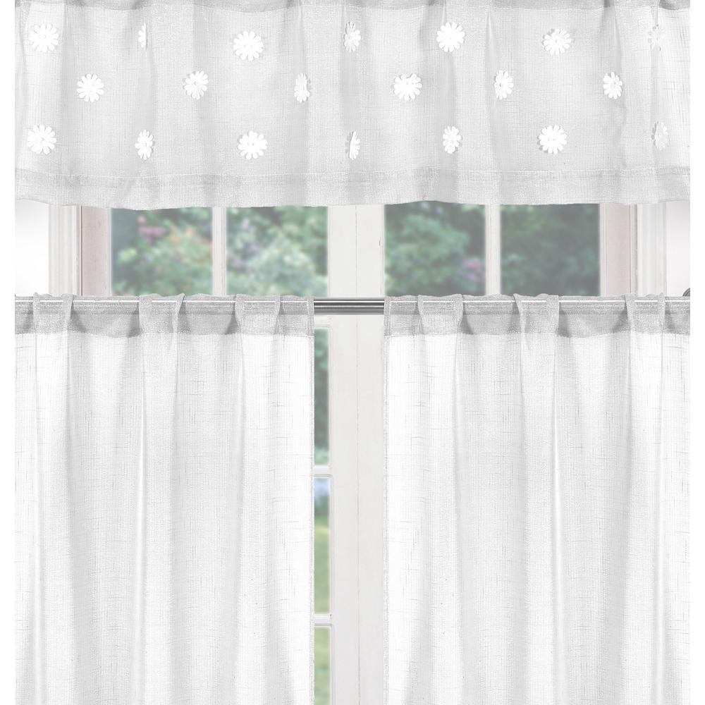 Kensie Daisy White Kitchen Curtain Set 55 In W X 15 In L 3