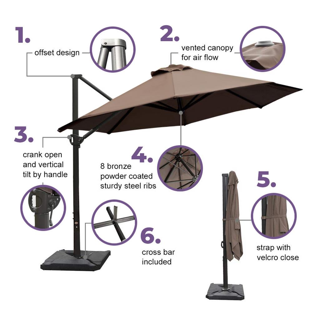 Abba Patio 11 Ft Cantilever Push Tilt Patio Umbrella In Cocoa Apnrc330dt The Home Depot