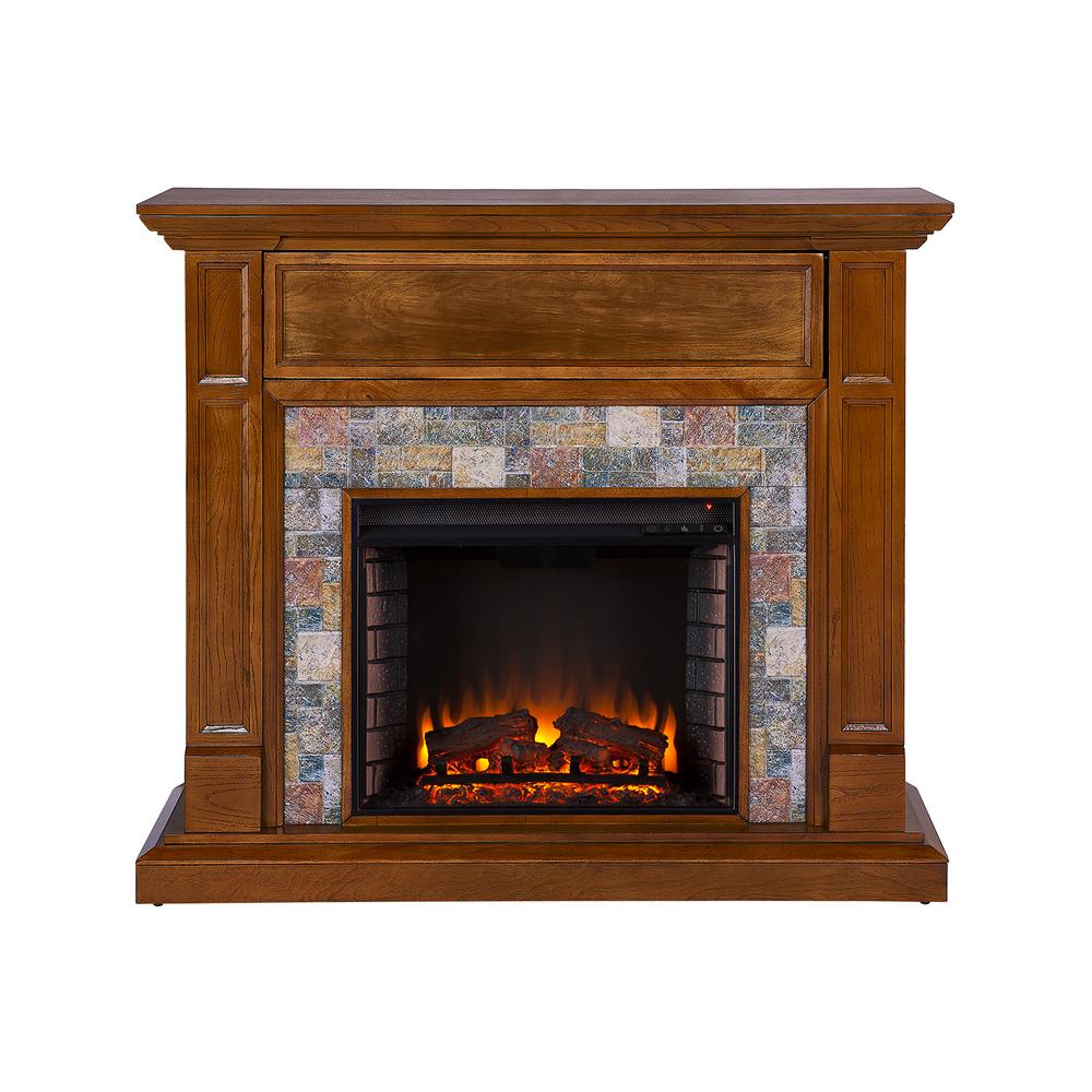 Southern Enterprises Serena 48 in. Faux Stone Media Electric Fireplace