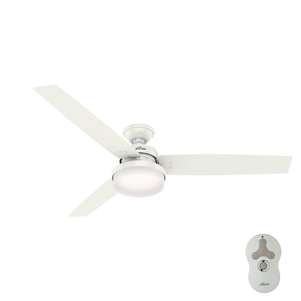 Hunter Sentinel 60 In Led Indoor Fresh White Ceiling Fan With Hunter Sentinel 60 In Led Indoor Fresh White Ceiling Fan With Universal Handheld Remote Control