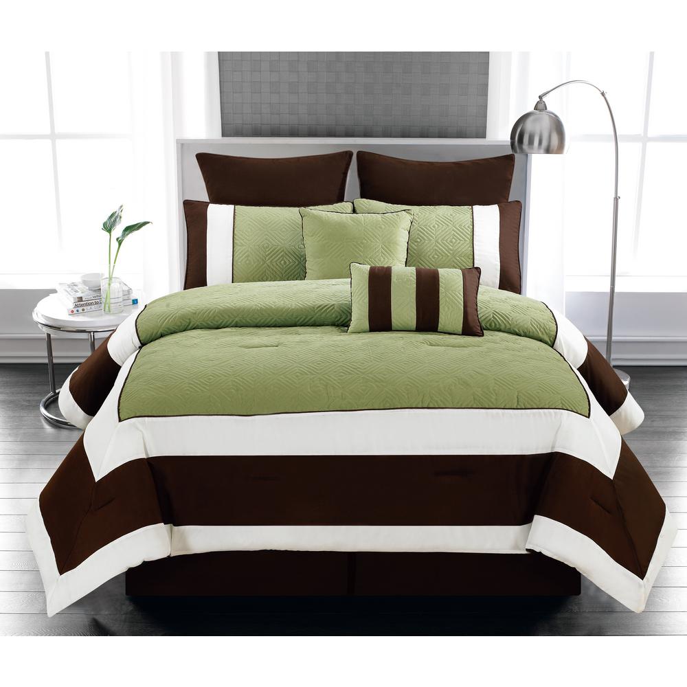Comforters Bedding Sets Beautiful 7, Chocolate Brown And Light Blue Bedding