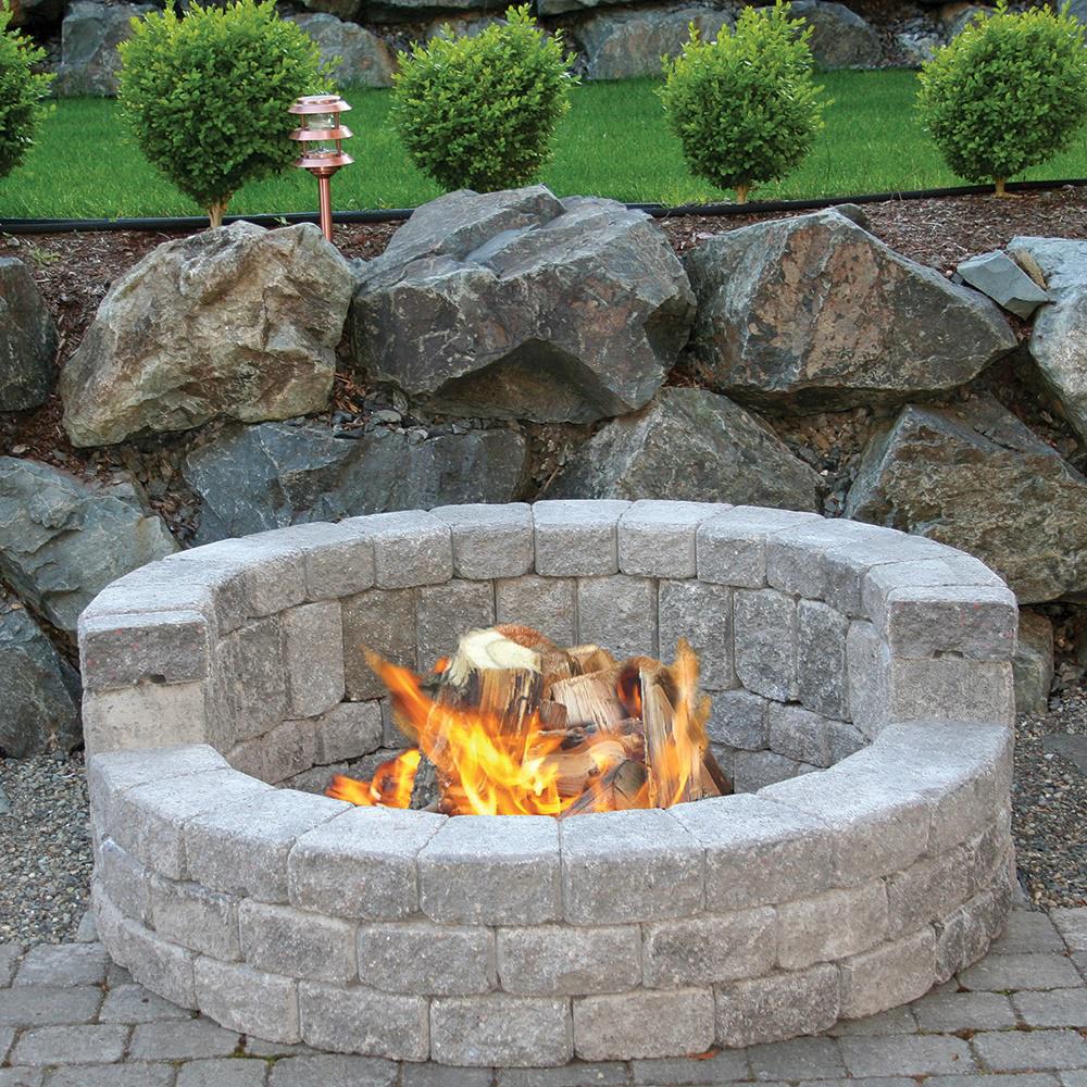 Mutual Materials 58 In X 20 In Concrete Romanstack High Back Fire Pit Kit In Cascade Blend Ms58hbfp191 The Home Depot