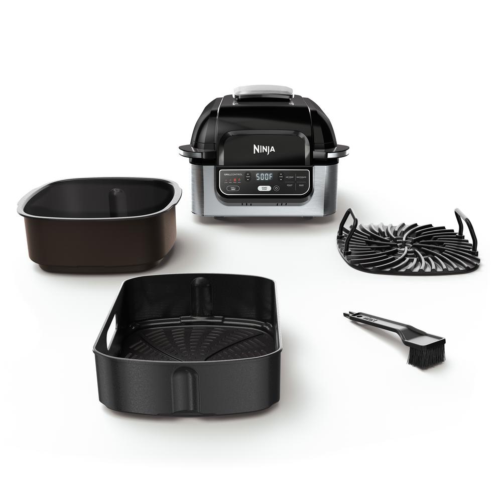 NINJA Foodi 5-in-1 Black Stainless Indoor Grill with 4 Qt. Air Fryer ...