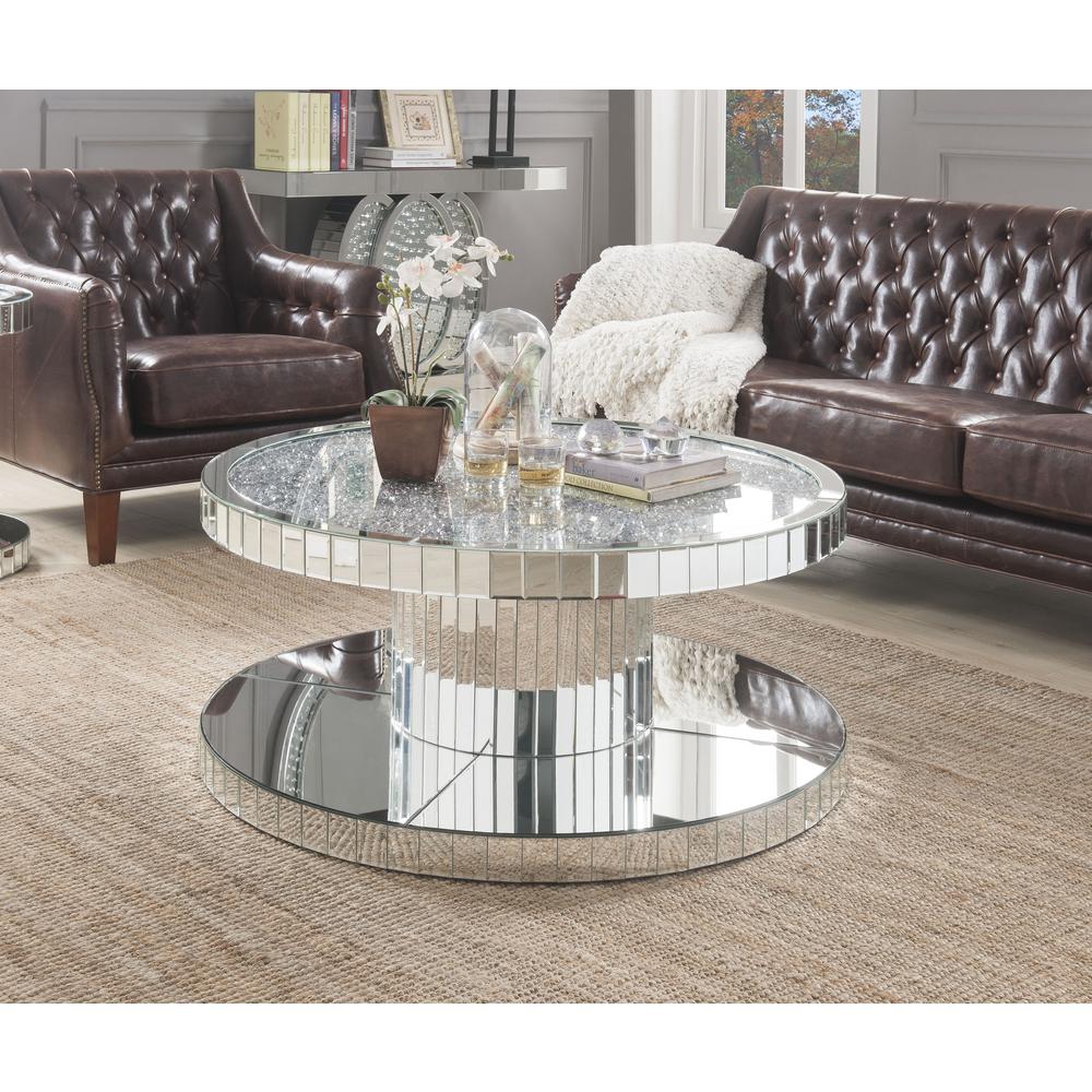 Ornat Mirrored And Faux Stones Coffee Table
