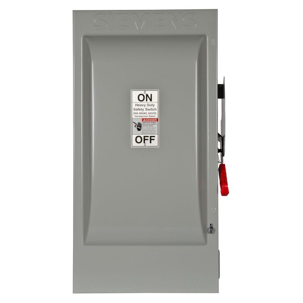 Siemens Heavy Duty 200 Amp 600Volt 3Pole Indoor Fusible Safety Switch