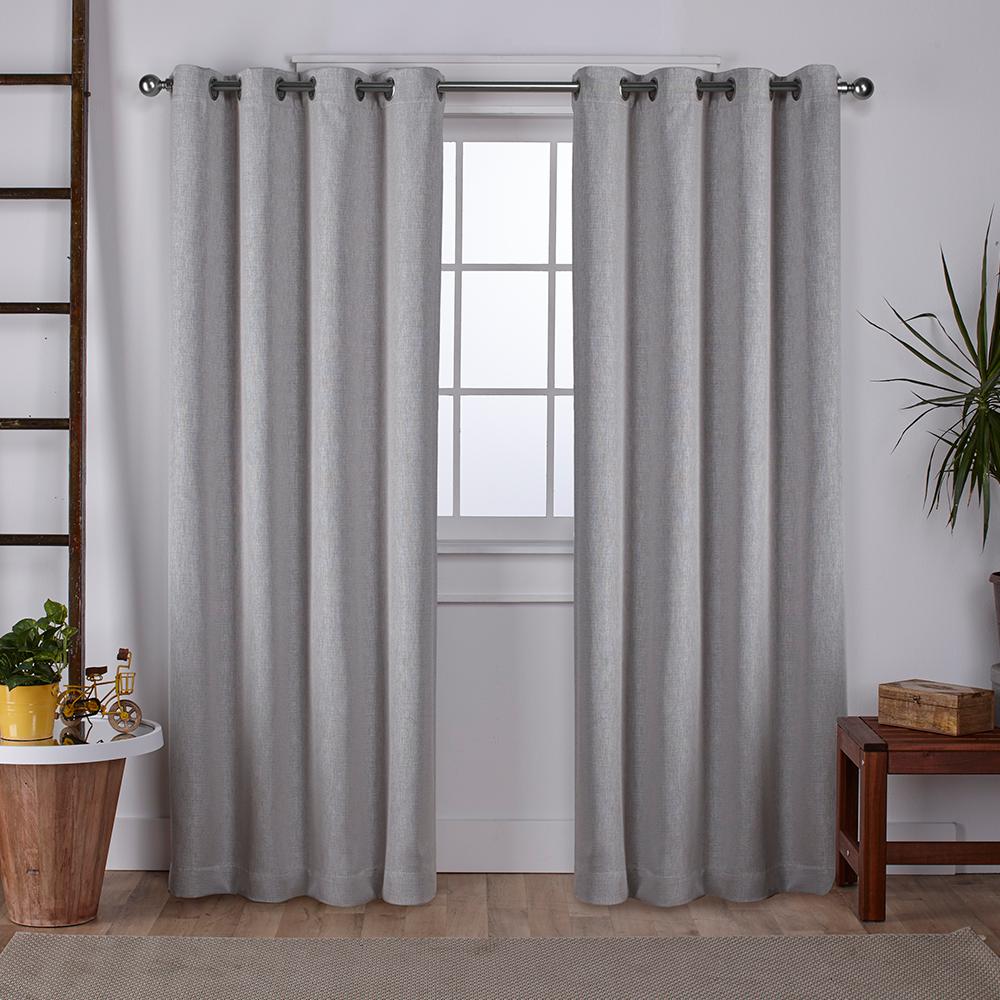 Vesta Silver Heavyweight Textured Linen Blackout Grommet Top Window ...