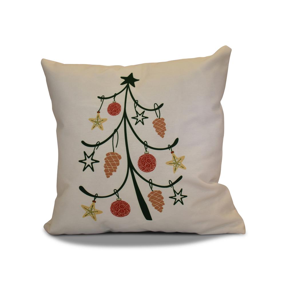 16 in. Pinecone Tree Holiday Pillow in IvoryPHGN651IV316 The Home Depot