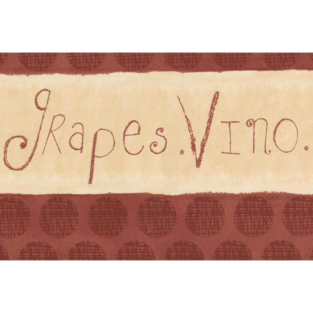 Norwall Grapes Vino Rouge Wine Writing On The Wall Red Beige Bar