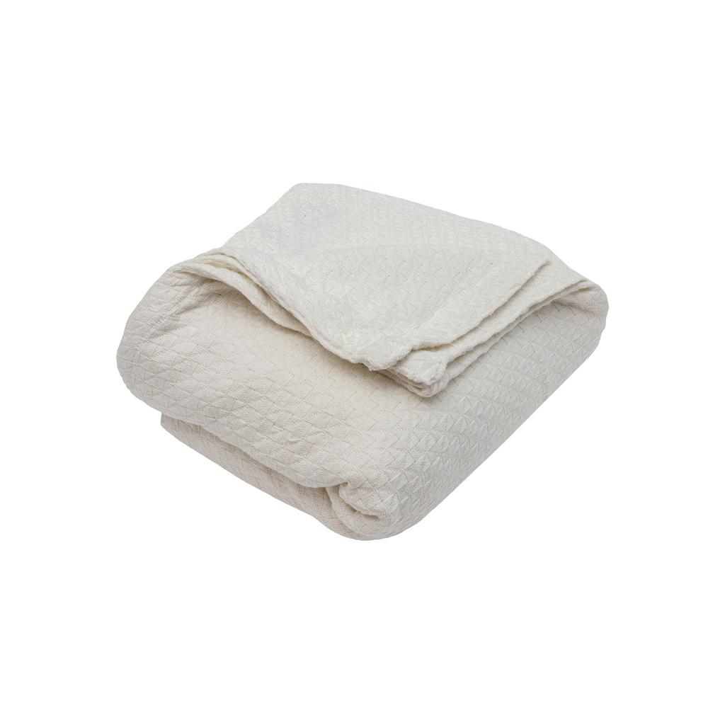 Kensie Carrie Cotton King Throw Blanket In Ivory Cadiy=6  15413 - The 