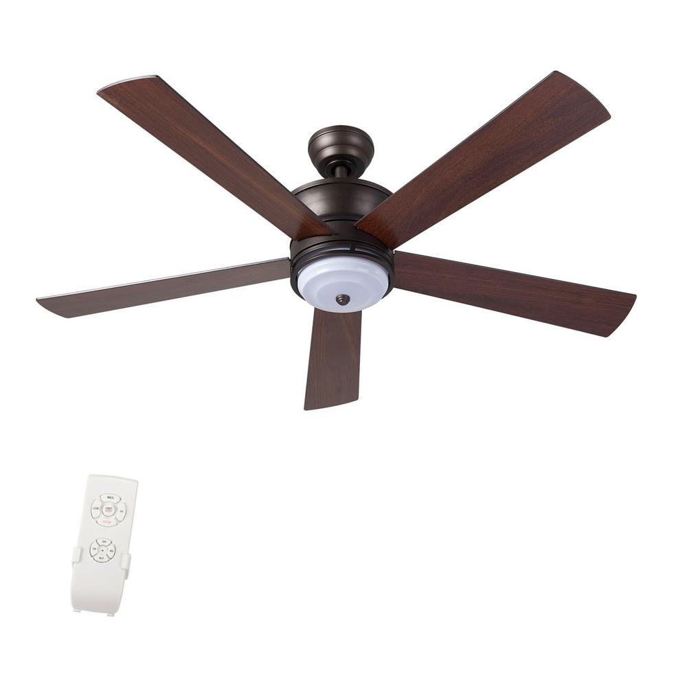 Merra 52 in. Integrated LED Brushed Nickel Ceiling Fan with Light Kit