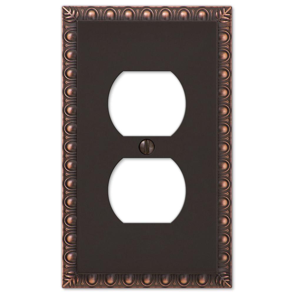 Hampton Bay Antiquity 1 Duplex Outlet Plate Aged Bronze Cast90DVBHB