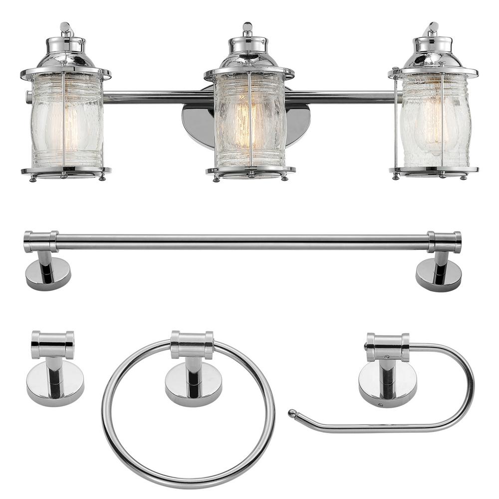 Globe Electric Bayfield 3Light Chrome Vanity Light With Clear Glass
