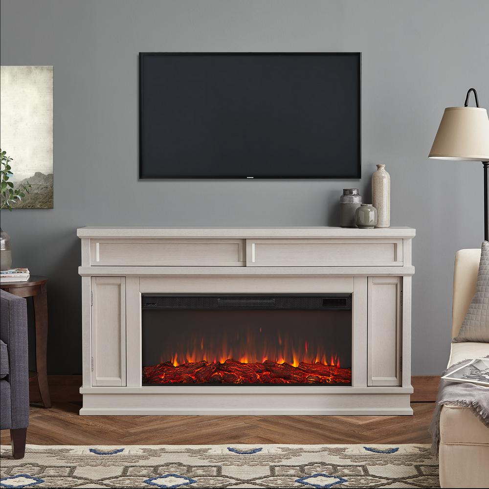 Real Flame Torrey 60 In Freestanding Electric Fireplace In Bone