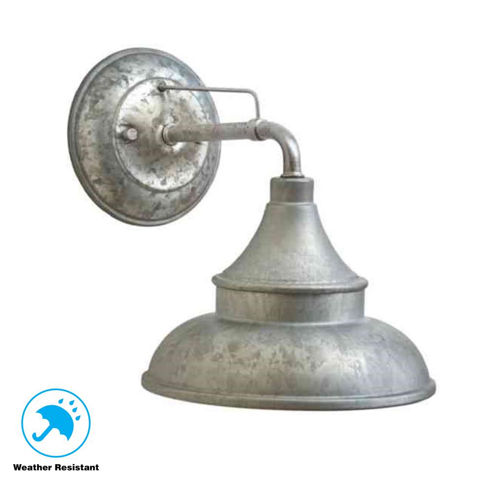 Hampton Bay Galvanized Outdoor Barn Light Wall Mount Sconce Patio