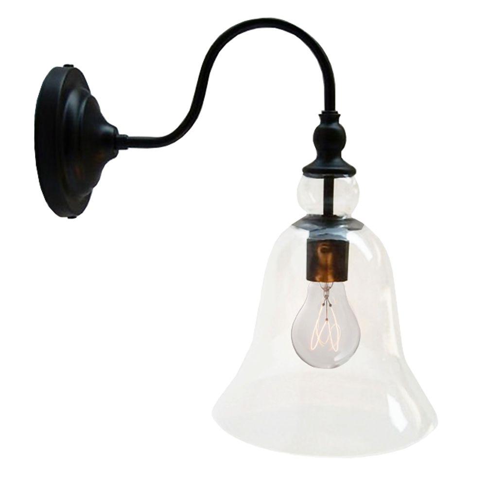 Edison Mildred Collection 1 Light Black Clear Glass Indoor Wall Lamp Edison Mildred Collection 1 Light Black Clear Glass Indoor Wall Lamp