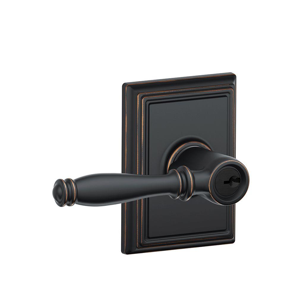 Schlage Custom Latitude Aged Bronze Keyed Entry Door Lever Schlage Custom Latitude Aged Bronze Keyed Entry Door Lever