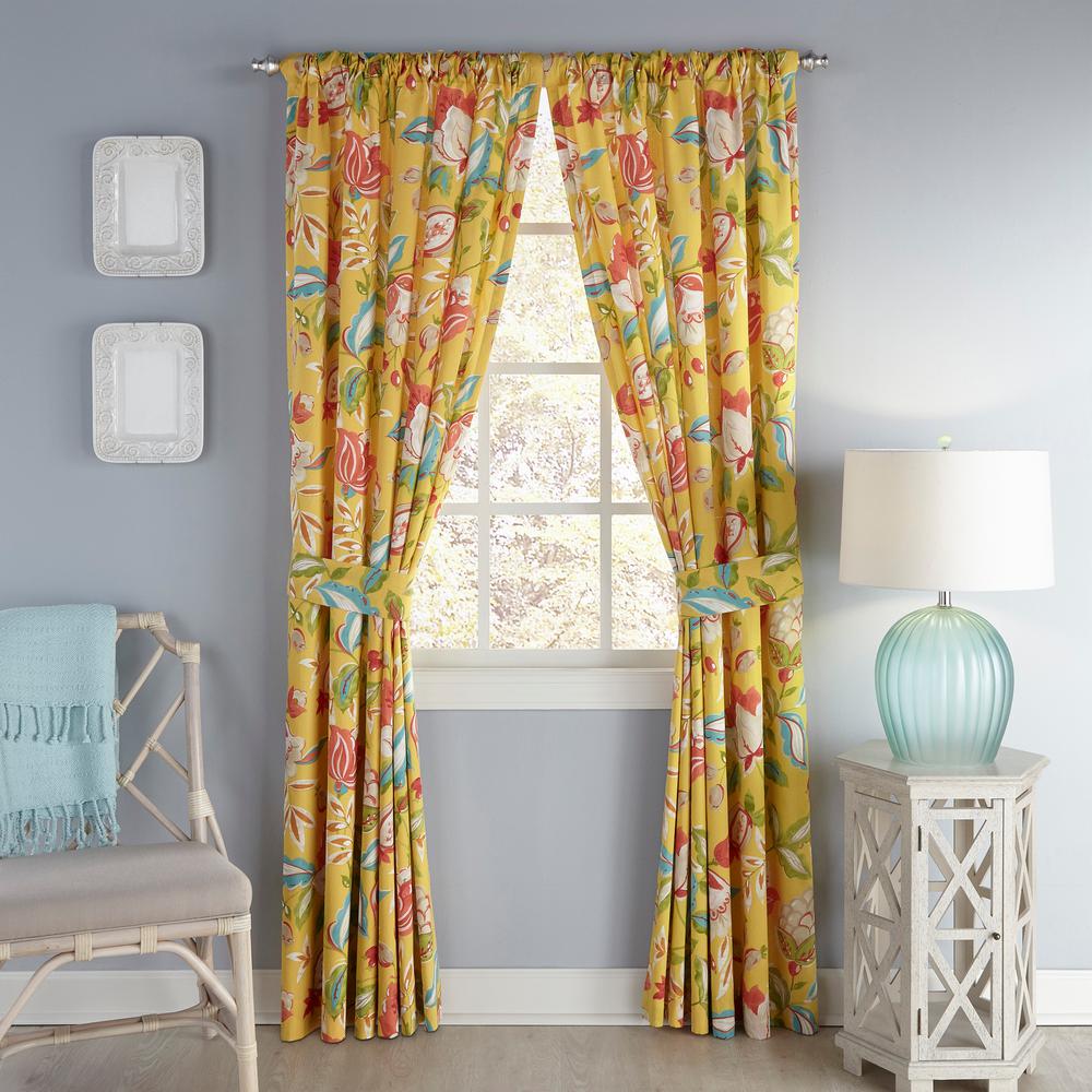 Waverly Modern Poetic Cotton Window Curtain Panel Pair In Sunshine 100 W X 84 L Waverly Modern Poetic Cotton Window Curtain Panel Pair In Sunshine 100 W X