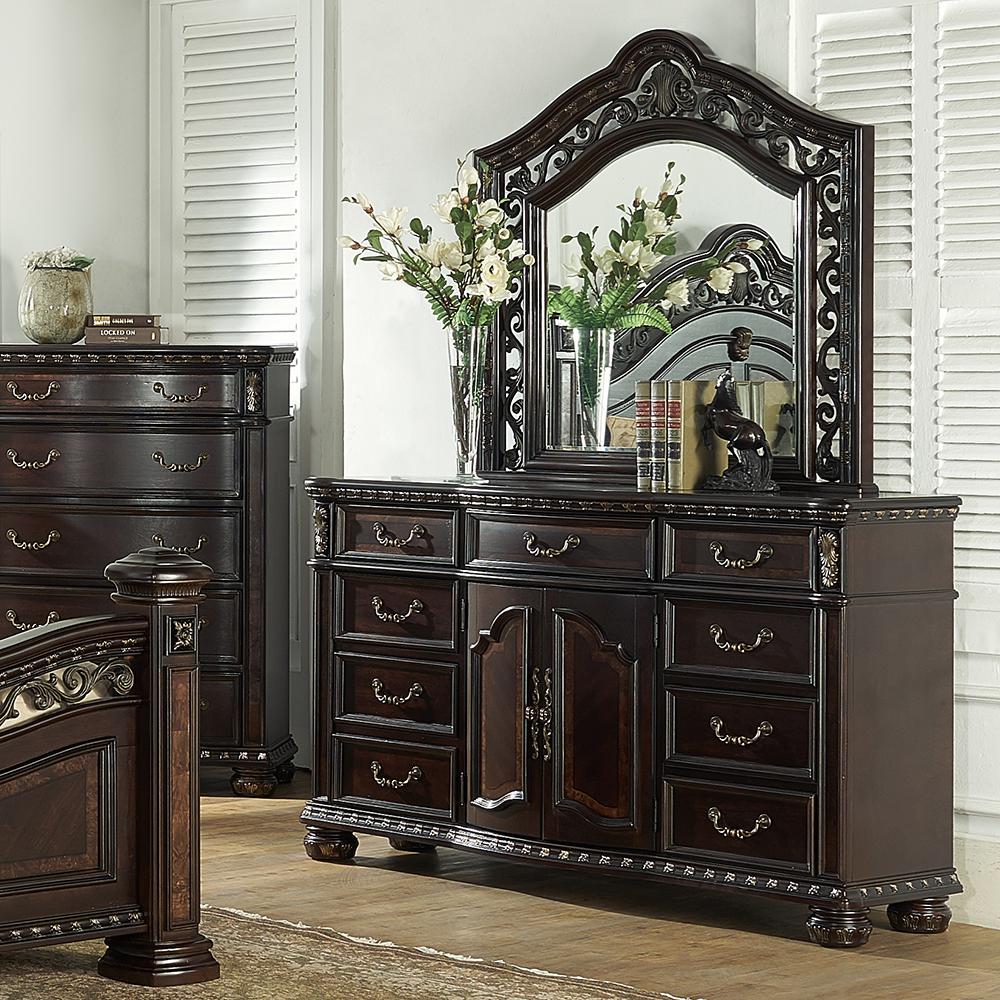 Steve Silver Monte Carlo 9 Drawer Cherry Dresser And Mirror Monte Carlo 9 Drawer Cherry Dresser