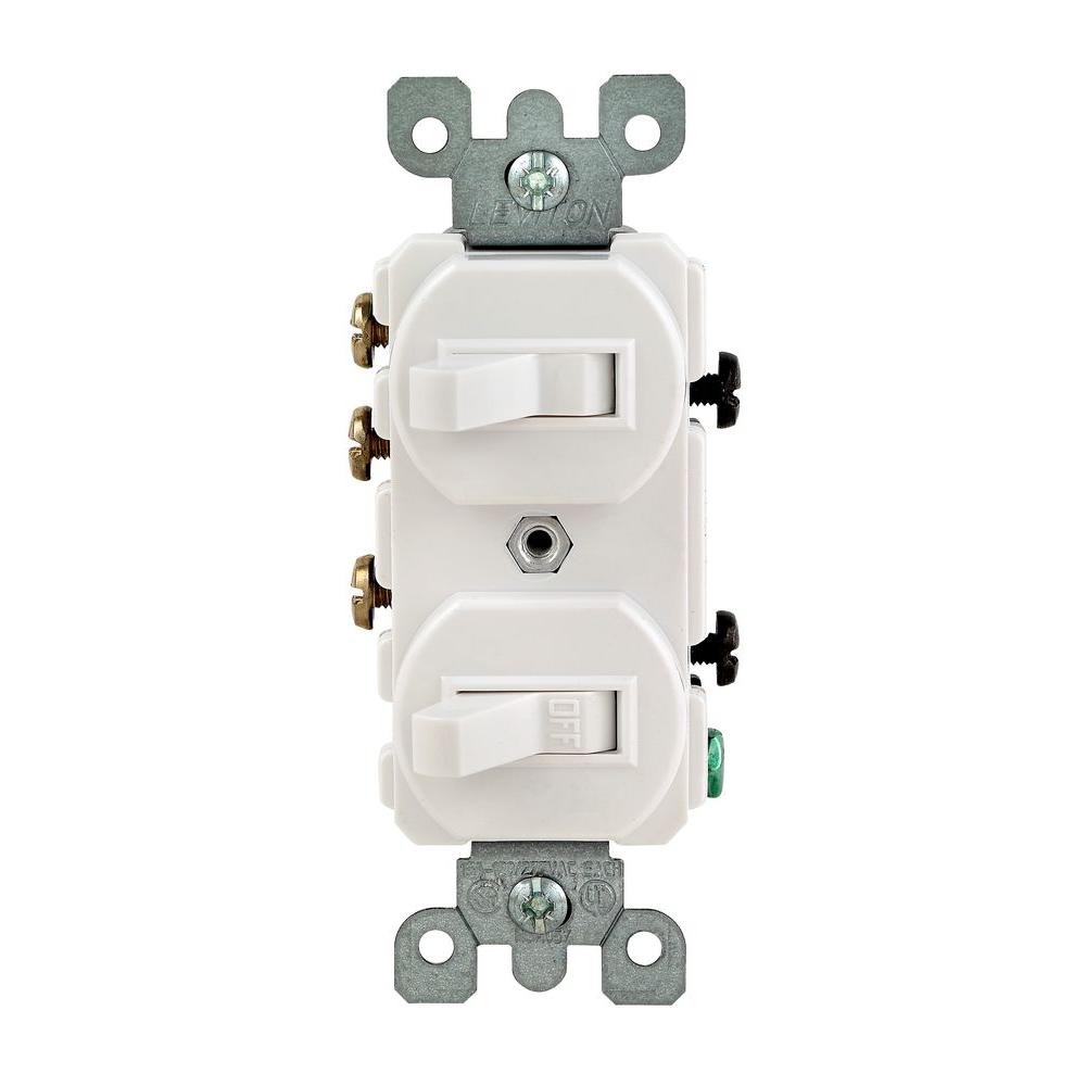 Leviton 15 Amp Duplex Style Single Pole 3 Way Ac Combination Toggle Light Switch White