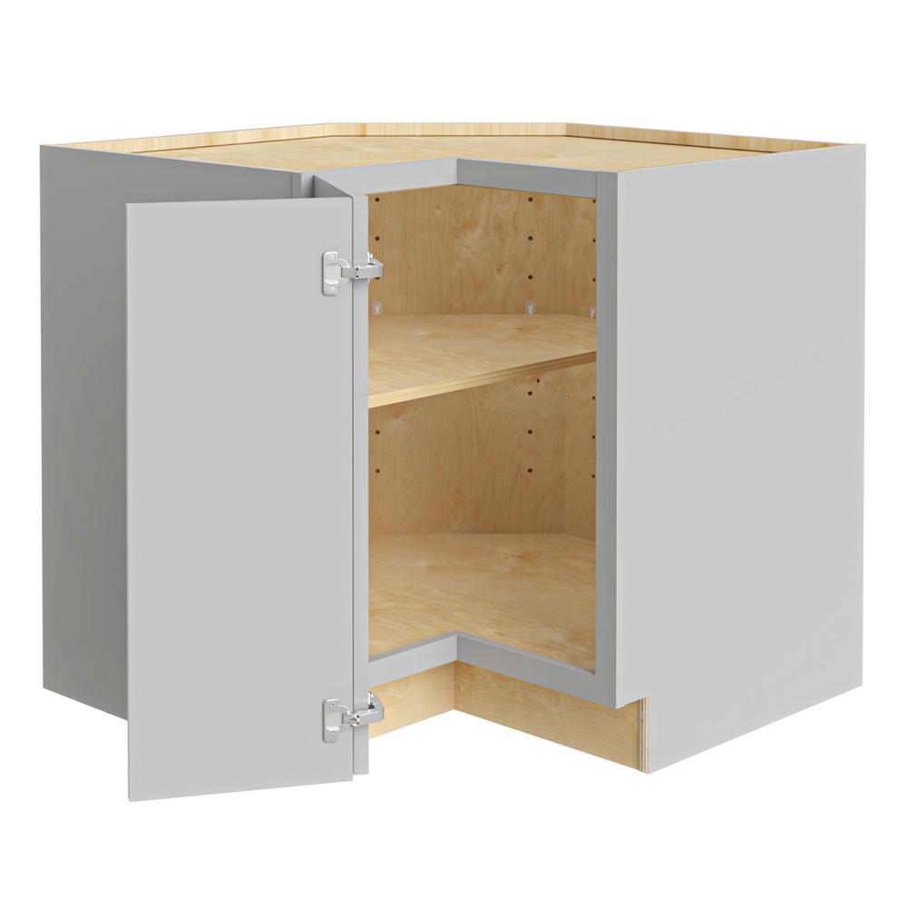 Home Decorators Collection Tremont Assembled 36x34 5x24 In Plywood Shaker Ez Reach Base Corner Kitchen Cabinet Left In Painted Pearl Gray Ezr36l Tpg The Home Depot