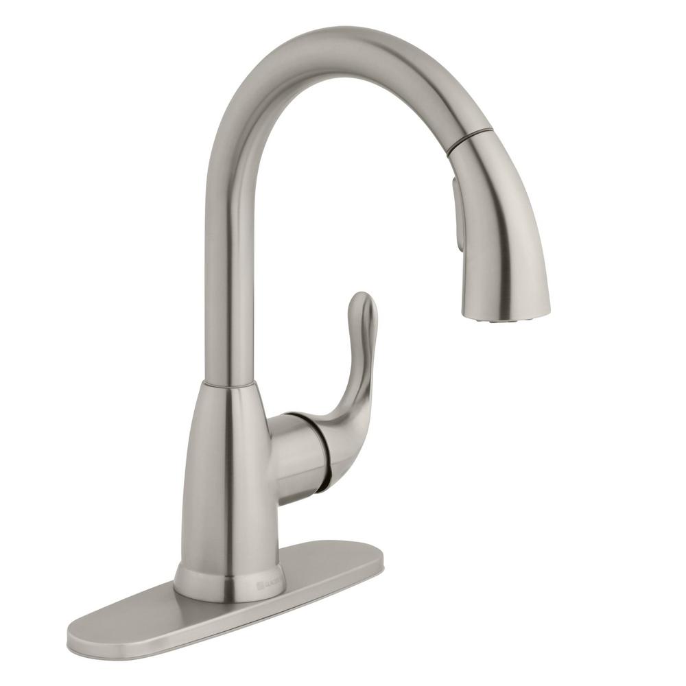 Glacier Bay Dylan Single Handle Pull Down Kitchen Faucet With Turbospray And Fastmount In Stainless Steel Hd67496 1008d2 The Home Depot
