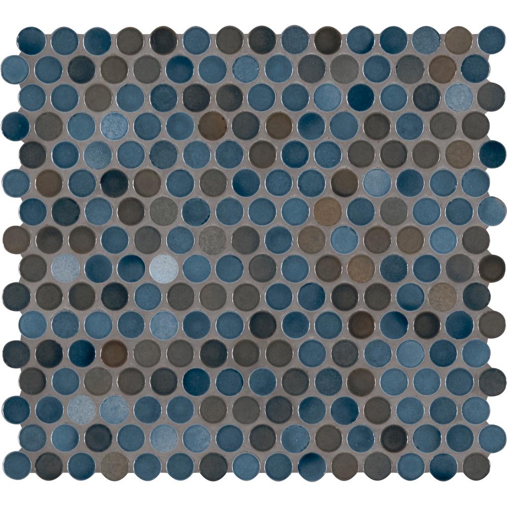 azul penny round tile porcelain glossy ceramic msi mosaic pt 6mm mounted mesh sq ft case depot