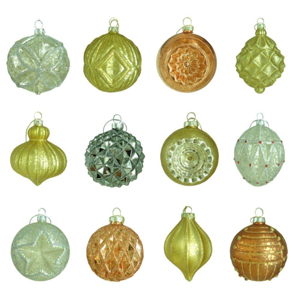 Martha Stewart Living 80 mm Holiday Shimmer Assortment Ornament (12