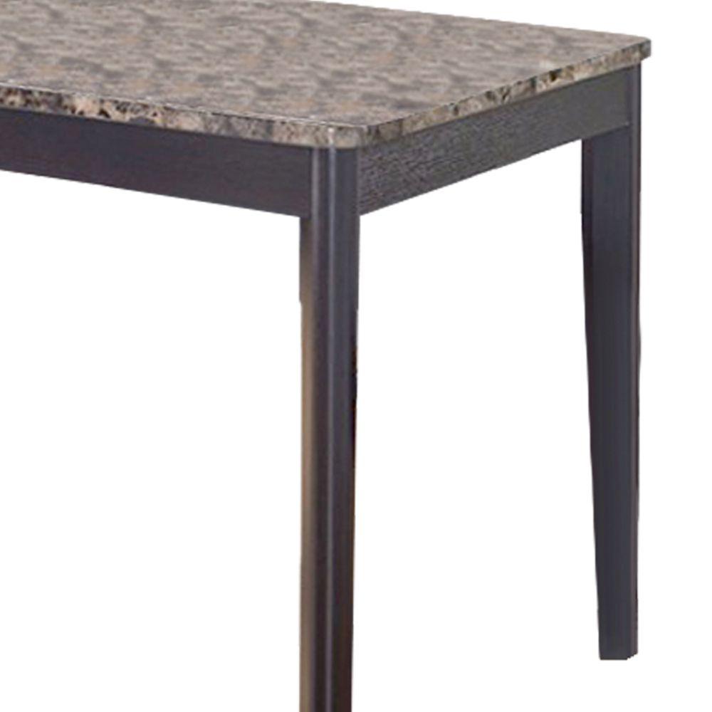 Benjara Dark Brown Faux Marble Top Splendid Dining Table Bm148831 The Home Depot