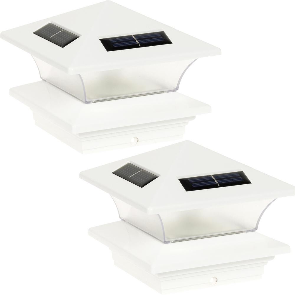 Post And Lamp Sets Solar Lighting Outdoor The 4 In X Solar Powered Integrated Led White Plastic