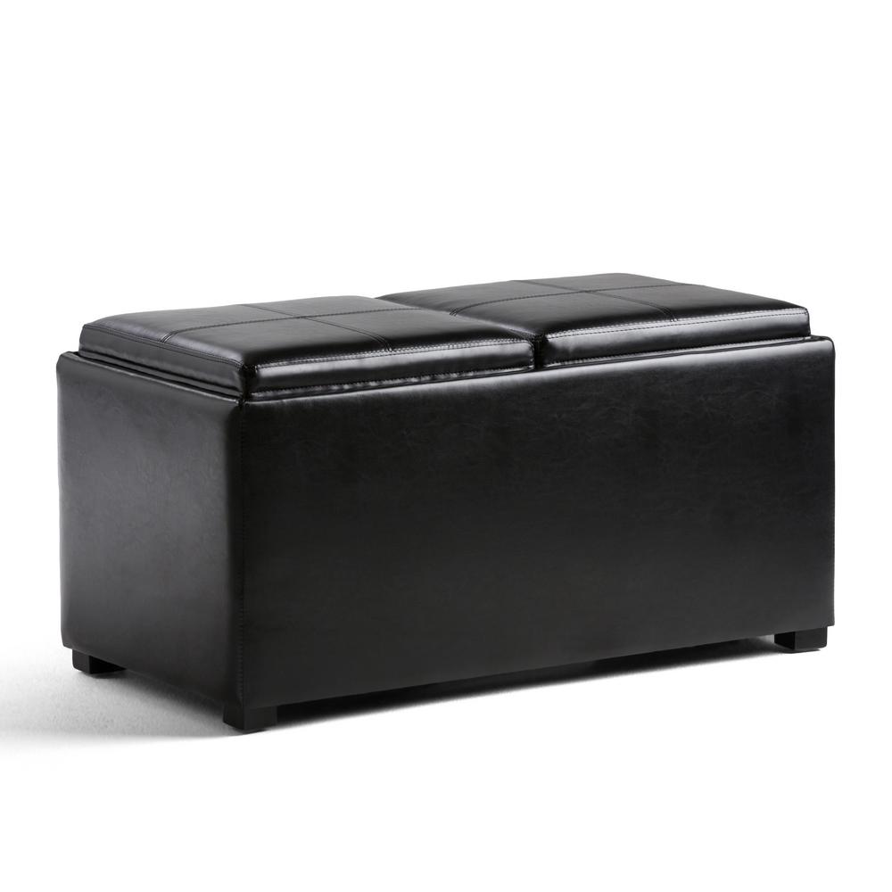 Simpli Home Sienna 34 In Traditional Storage Ottoman In Midnight