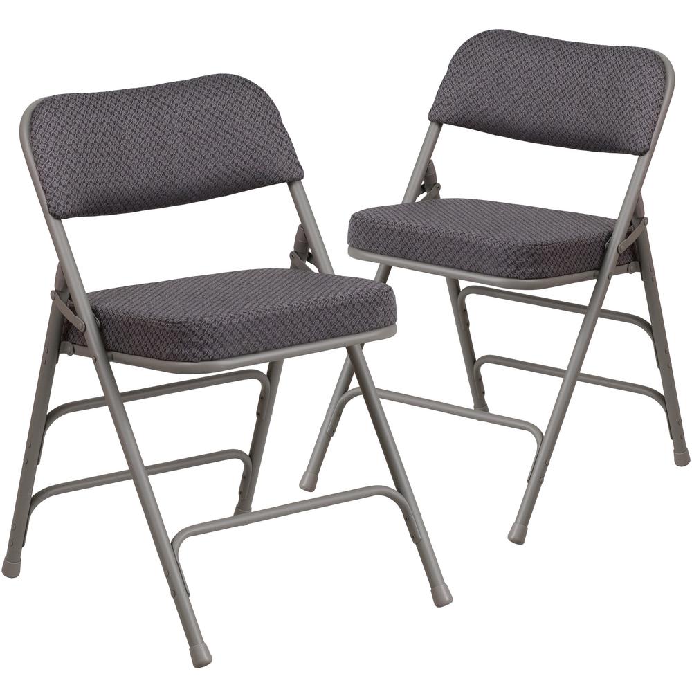 Cosco Gray Fabric Padded Seat Folding Chair (Set of 2)60865GRY2E The