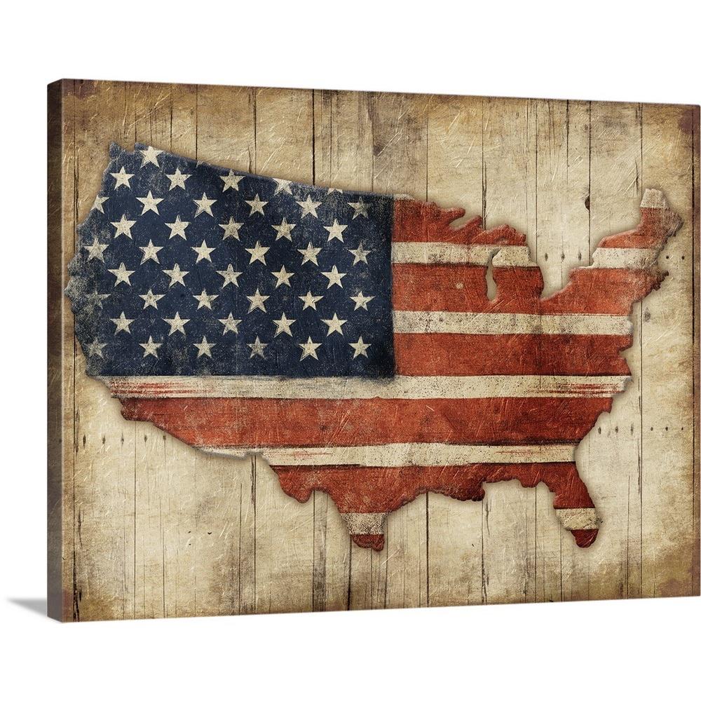 Greatbigcanvas Usa Flag Wood By Jace Grey Canvas Wall Art 2478146 24 40x30 The Home Depot
