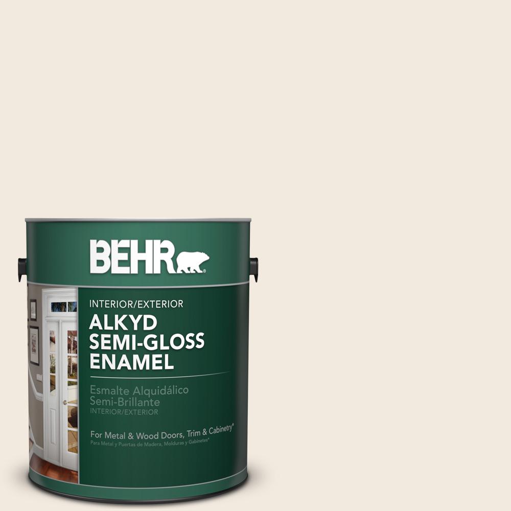 BEHR 1 Gal. #W-B-710 Almond Cream Semi-Gloss Enamel Alkyd Interior ...