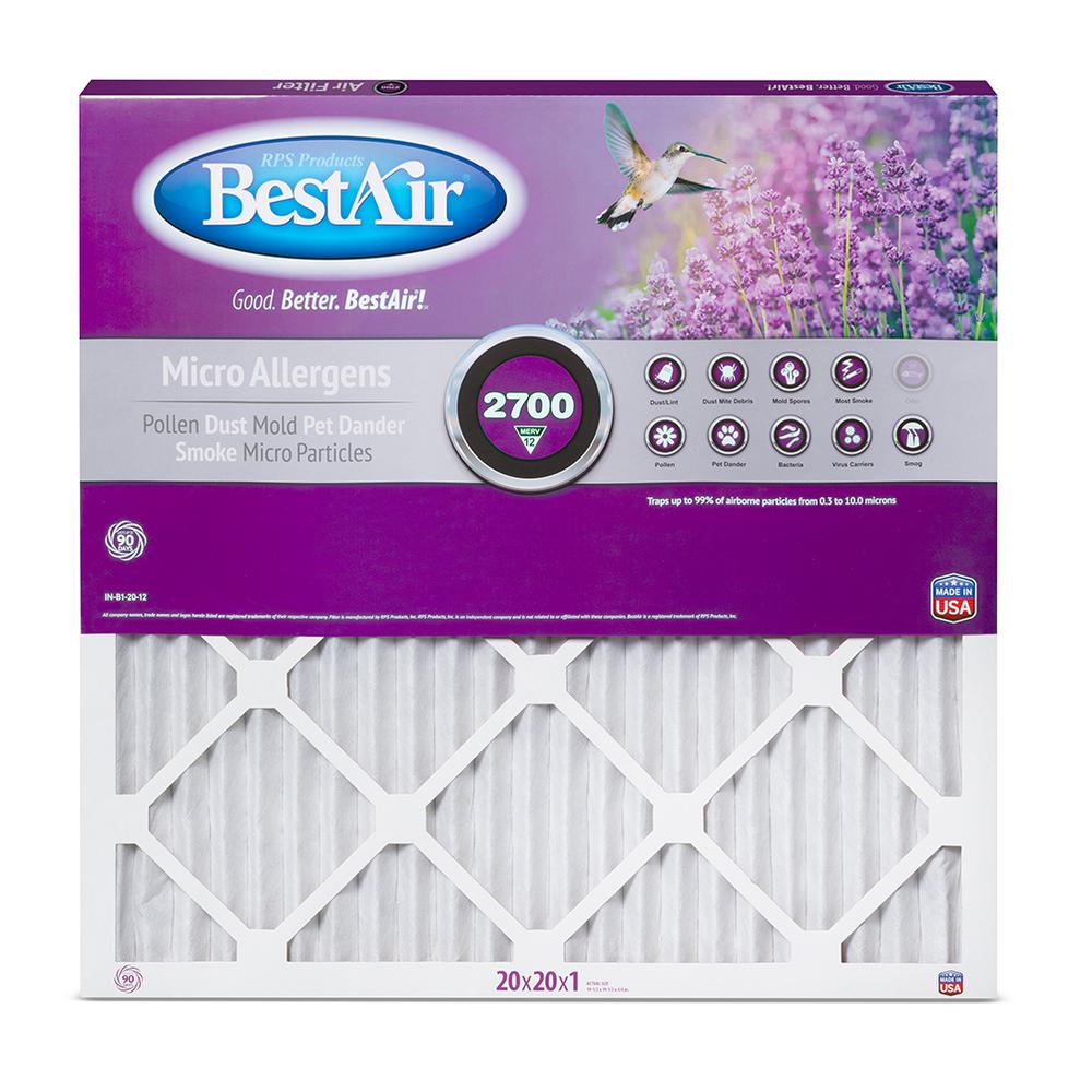 BestAir 20 x 20 x 1 Pleated Filter FPR 9 MERV 12-B1-2020-12-6 - The