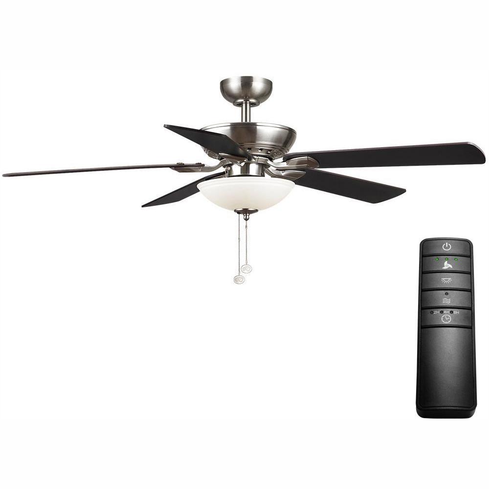 Hampton Bay Connor 52 In Integrated Led Brushed Nickel Ceiling Fan With Light Kit And Remote Control