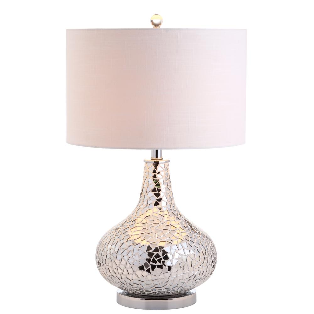Silver Mirrored Mosaic Table Lamp 