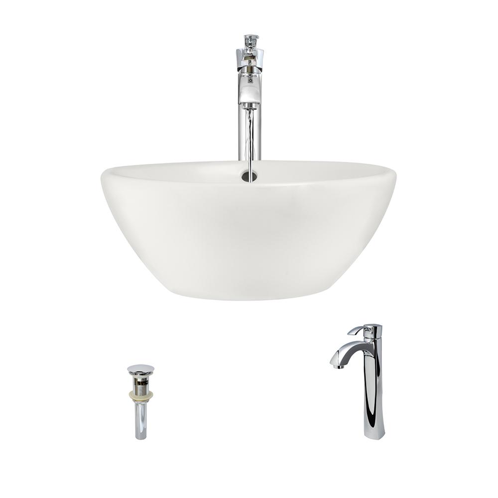 MR Direct Porcelain Vessel Sink in Bisque with 726 Faucet and PopUp