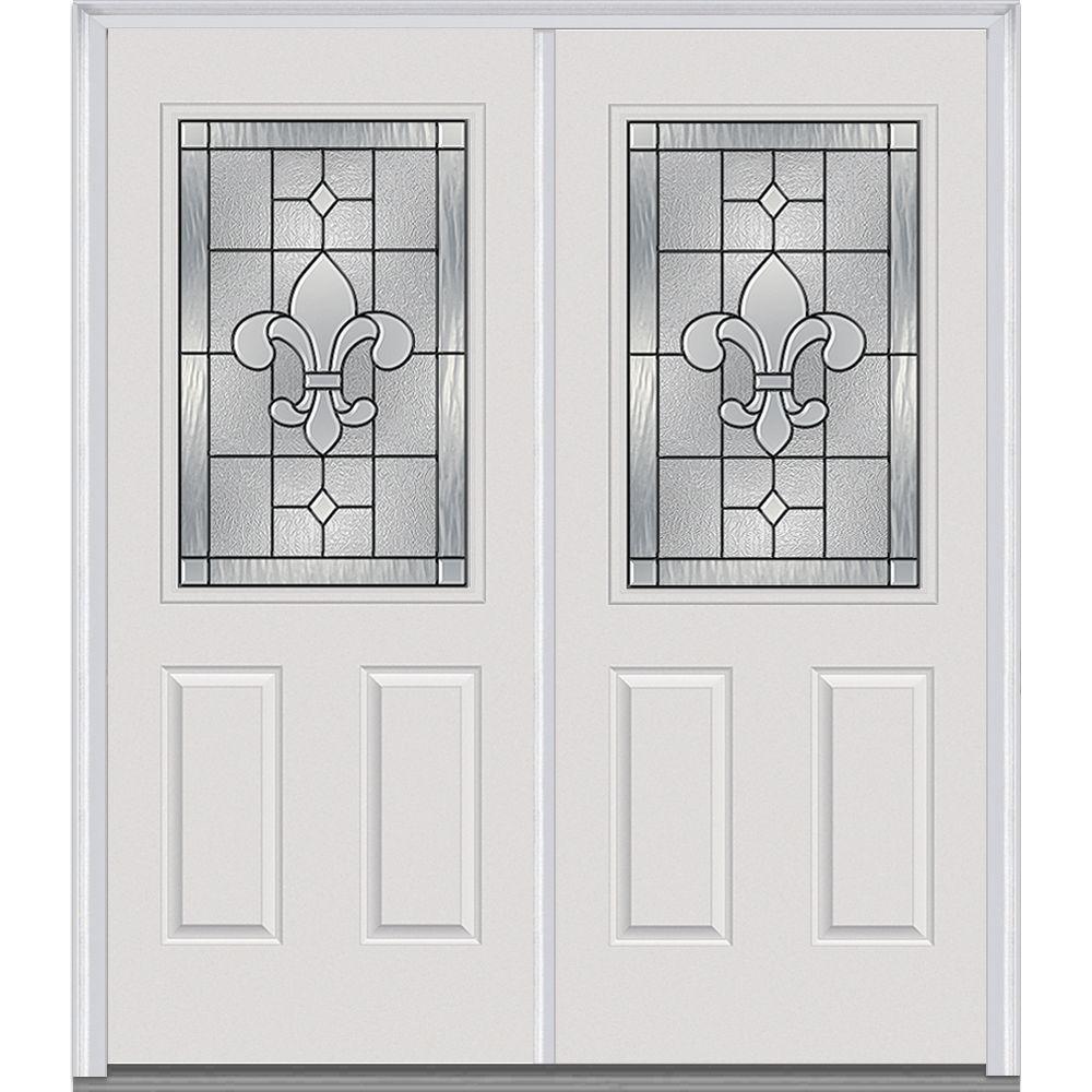 MMI Door 66 in. x 81.75 in. Carrollton Decorative Glass 1/2 Lite