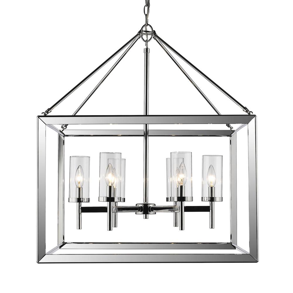 Golden Lighting Smyth 6Light Chrome Chandelier with Clear Glass Shade