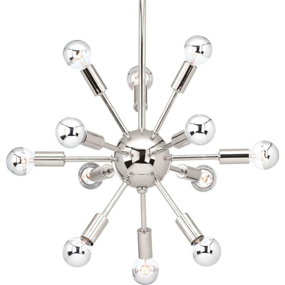 Progress Lighting Ion Collection 12 Light Polished Nickel Chandelier Progress Lighting Ion Collection 12 Light Polished Nickel Chandelier