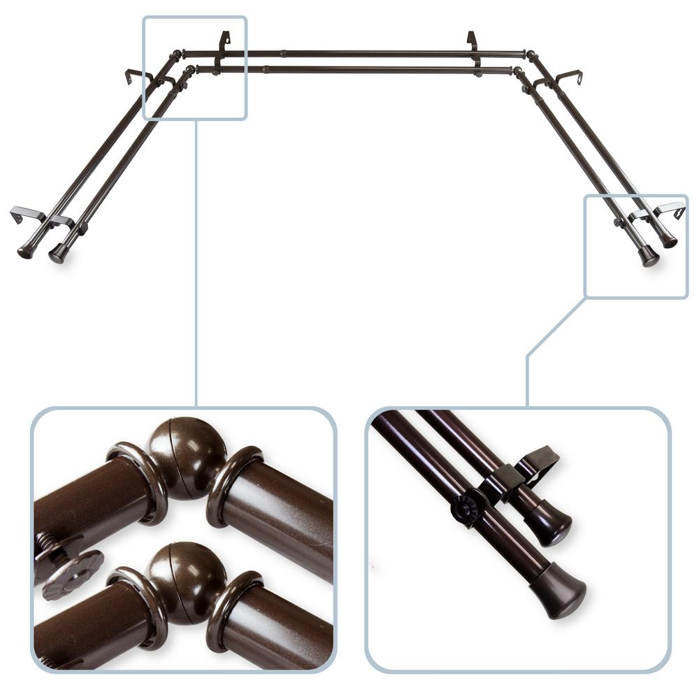 Rod Desyne 13 16 In Bay Window Double Curtain Rod In Cocoa Awid