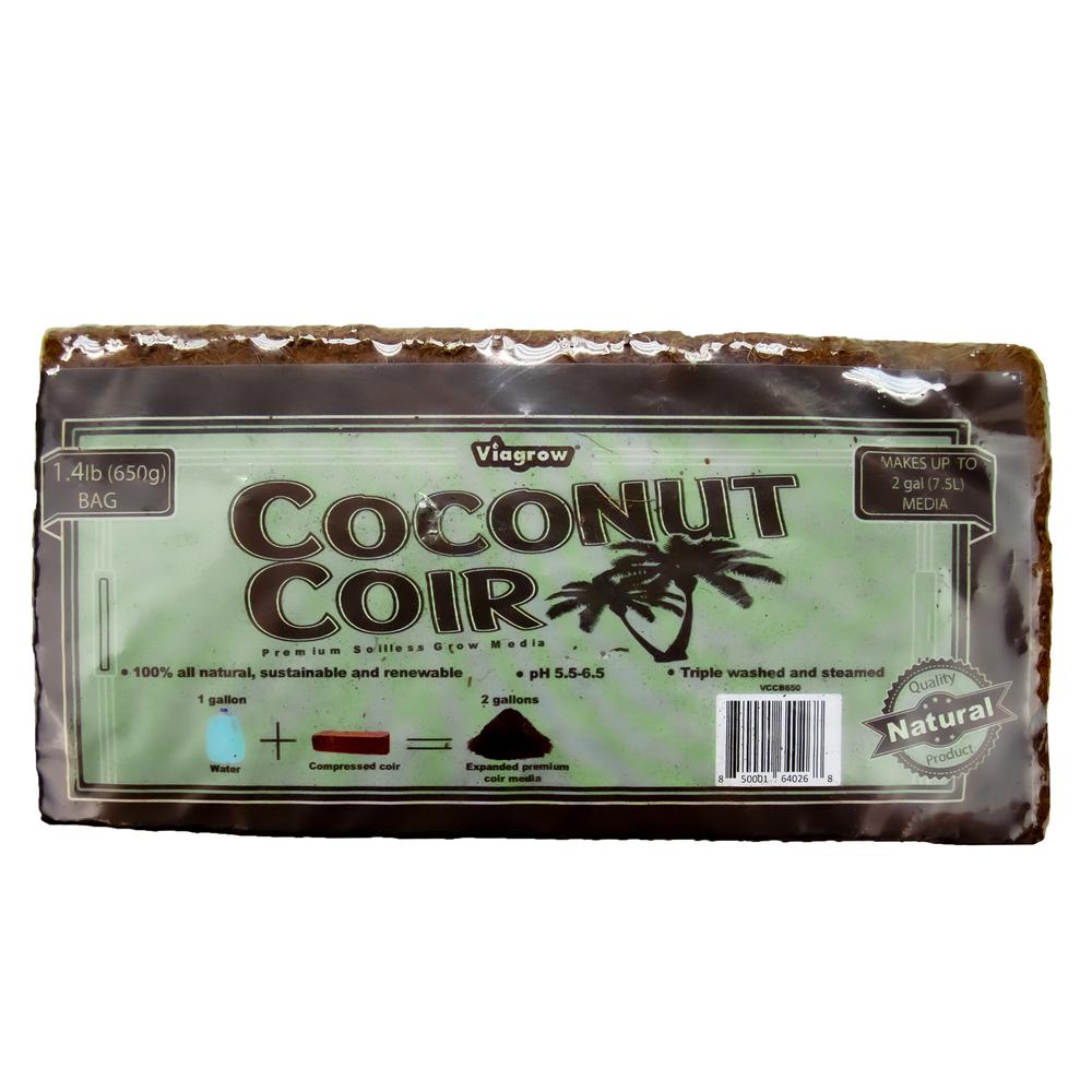Viagrow 1.4 lbs./650 g Premium Soilless Grow Media Coconut Coir Brick