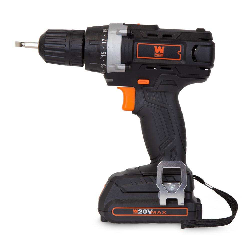 WEN 20-Volt MAX Lithium-Ion Cordless Drill/Driver with Bits and Carrying Bag