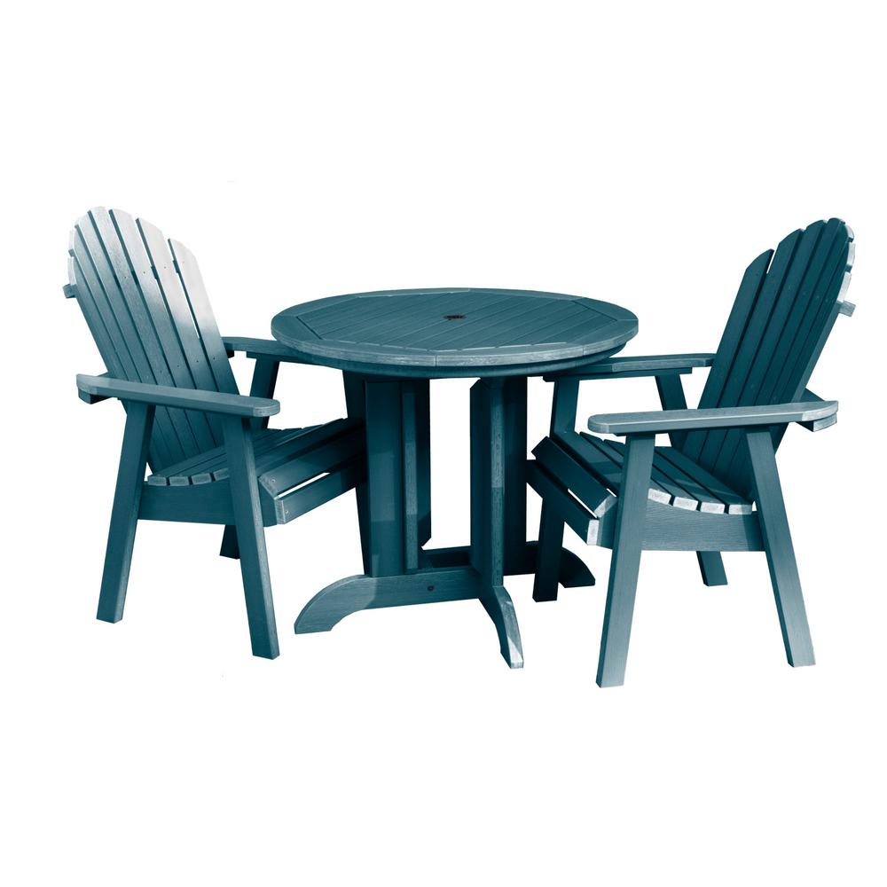 Highwood Lehigh Nantucket Blue 3-Piece Recycled Plastic Round Outdoor ...