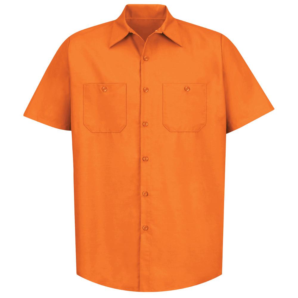 Red Kap Men's Size 4XL Orange Industrial Work Shirt-SP24OR SS 4XL - The ...