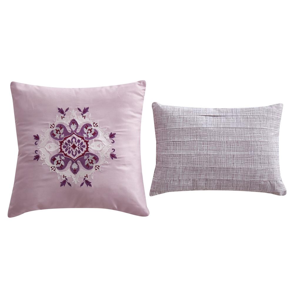 R2zen Santiago 5 Piece Berry Mauve Medallion Full Queen Quilt Set