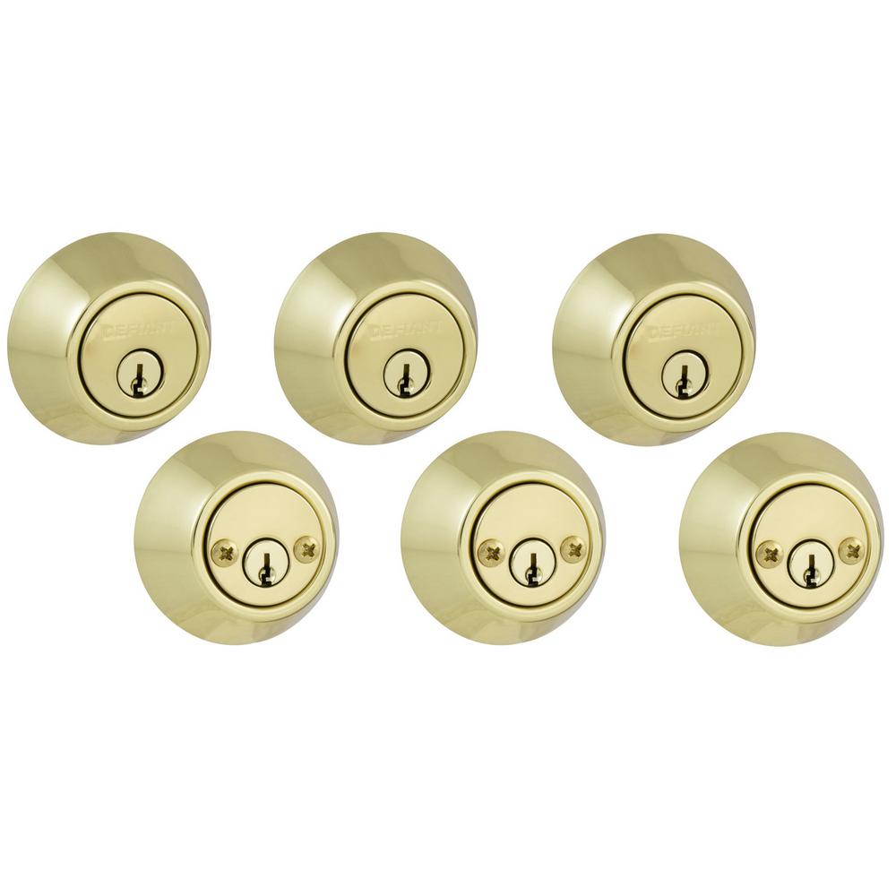 Defiant Polished Brass Double Cylinder Deadbolt (2Pack)32DL72D2 The